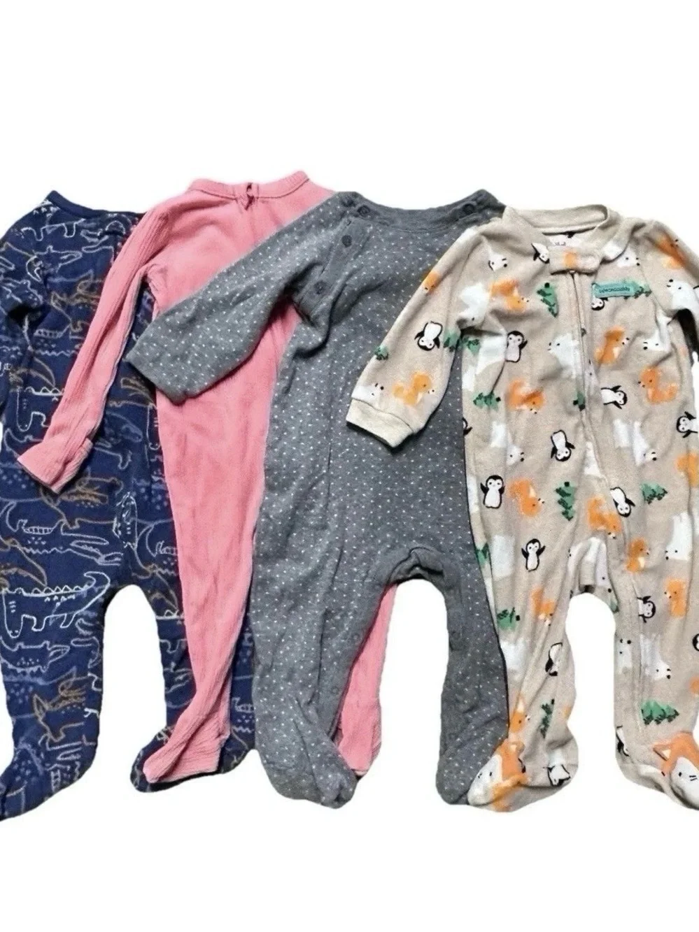 Baby Girl Footie Pajamas Ribbed Fleece Thermal Size 6-9 Months